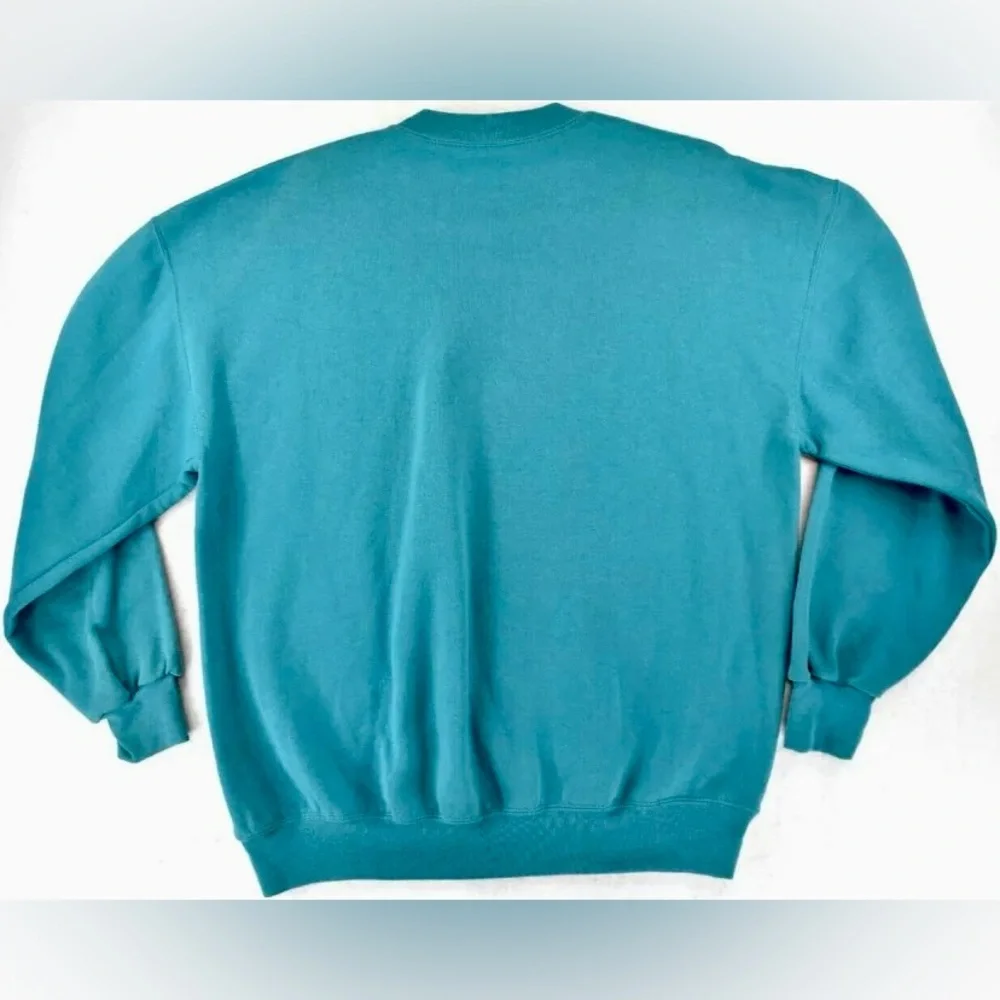 Vintage 1990s Miami Dolphins Nutmeg NFL Turquoise Orange Crewneck Sweater Mens L
